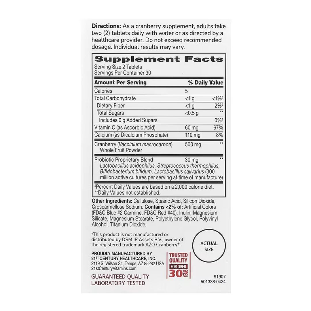 Cranberry + Probiotic - 60 tabs